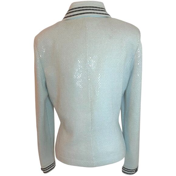 St. John Evening Santana Knit Jacket Mint Green 8 - Picture 2 of 4